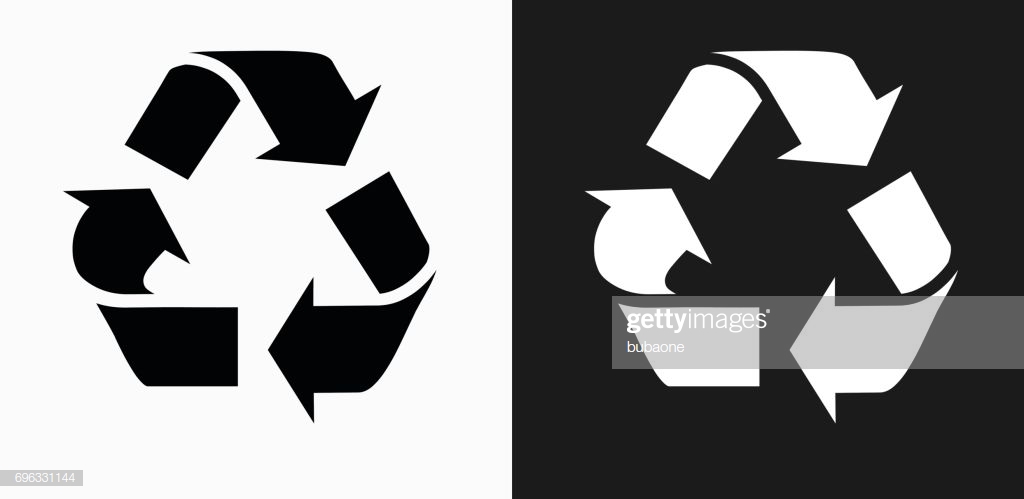 Recycling Symbol Icon On Black And White Vector Background Stock
