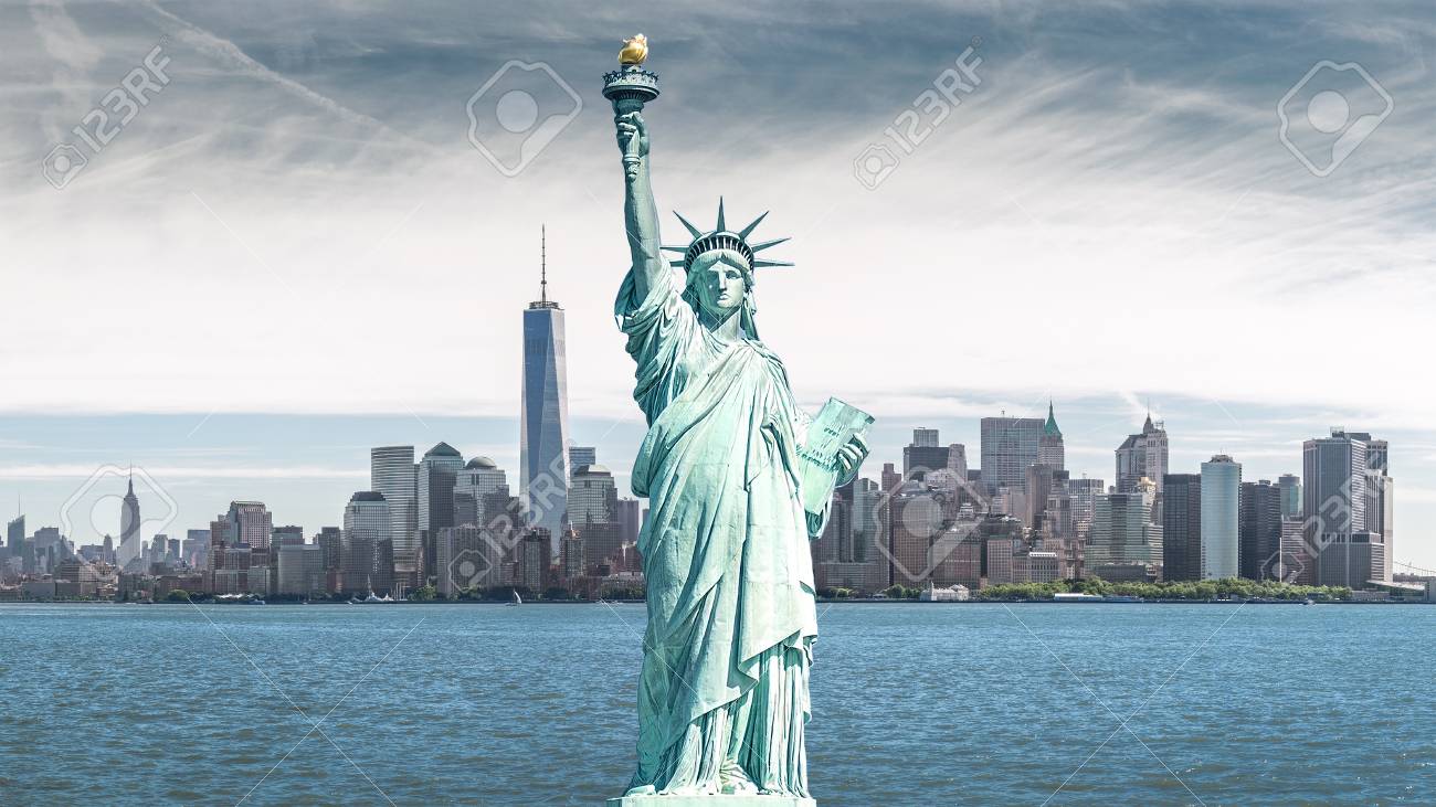 The Statue Of Liberty Landmarks New York City With Manhattan