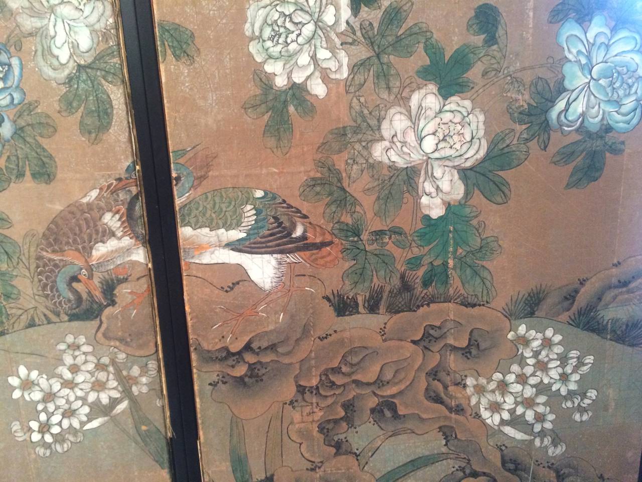 Four Framed Vintage Gracie Chinoiserie Wallpaper Panels Lotus