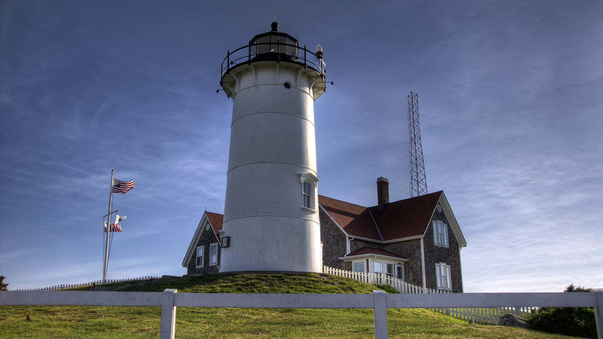 Wallpaper Lighthouse Usa Massachusetts Flag Cape Cod Nobska Light