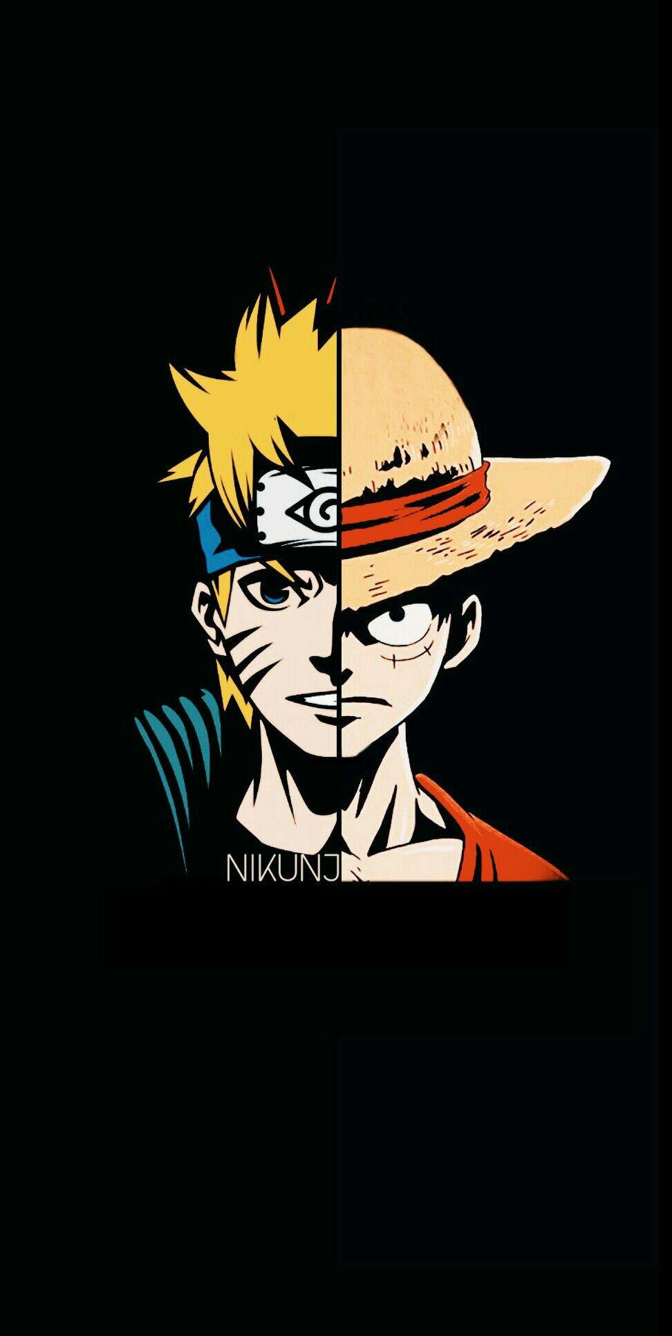 Naruto x Luffy Crossover Amoled Wallpaper Edited By Nikunj Anime