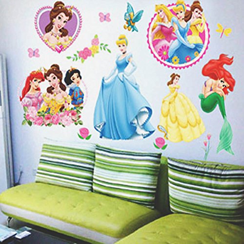 Weksi Princess Little Mermaid Butterfly Flowers Collection Wall