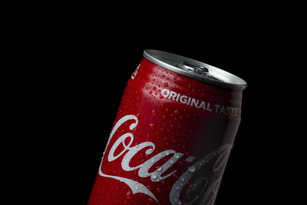 Coca Cola Can On Black Background Photo Beverage Image