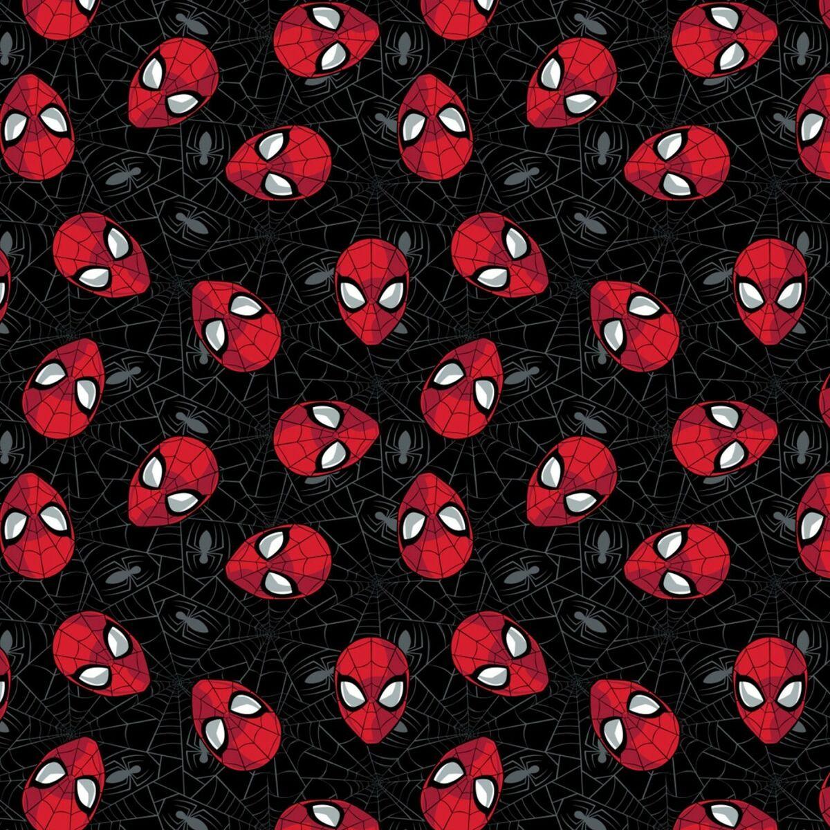Marvel Spider Man Face Black Web Cotton Fabric By Yard