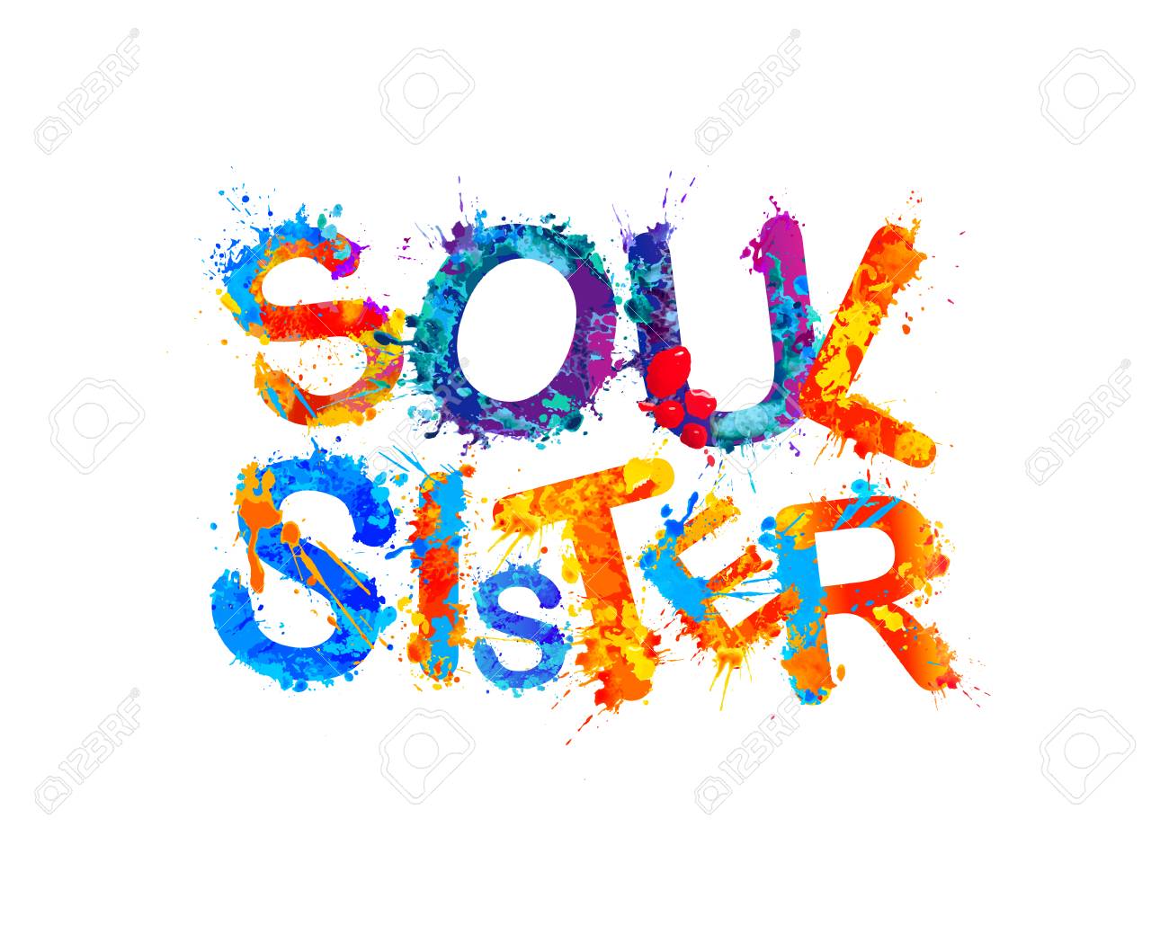 Soul Sister Vector Watercolorplash Paint Letters On White