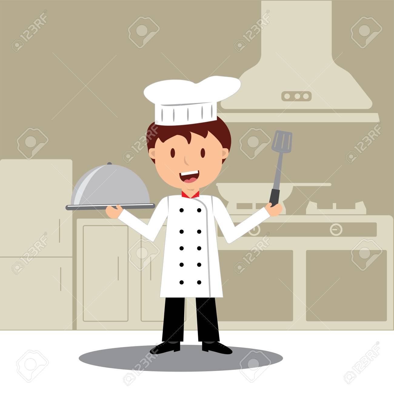 Cute Cartoon Of Little Chef Cooking At Kitchen Royalty SVG 1300x1300
