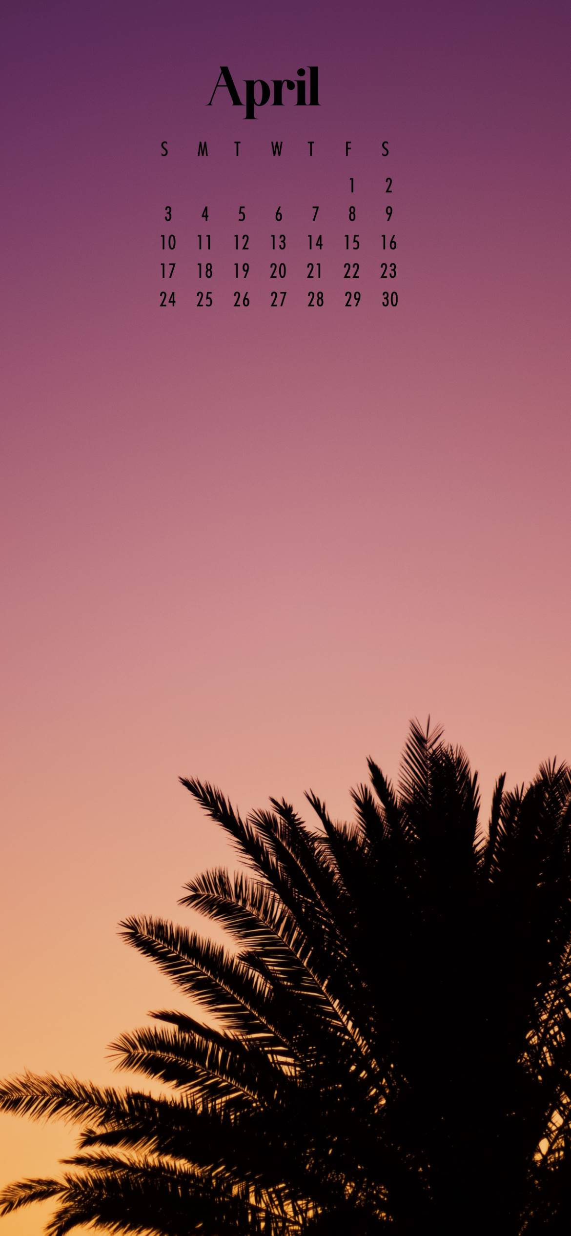 Tree Sunset April Calendar Wallpaper