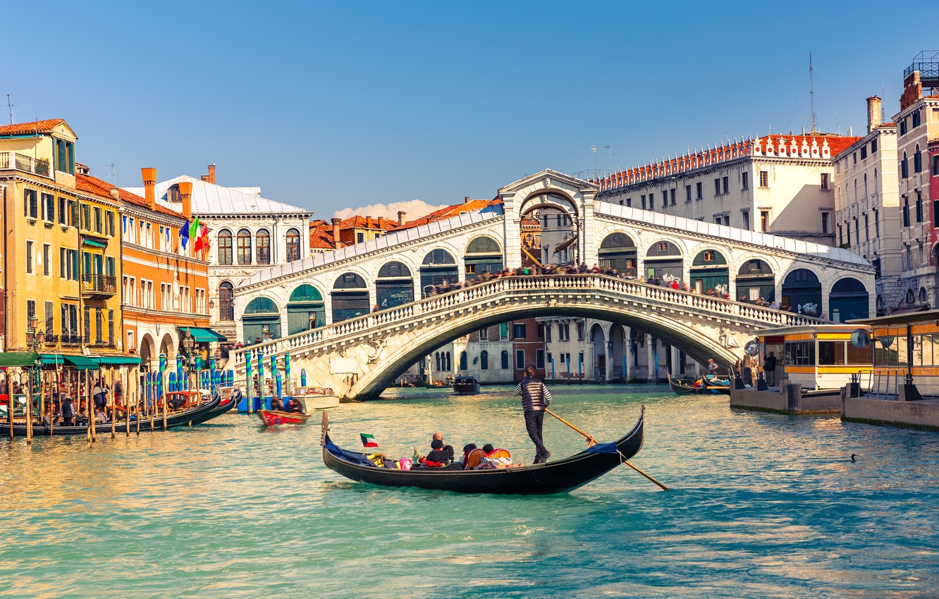 Wallpaper Bridge Building Italy Venice Channel Gondola