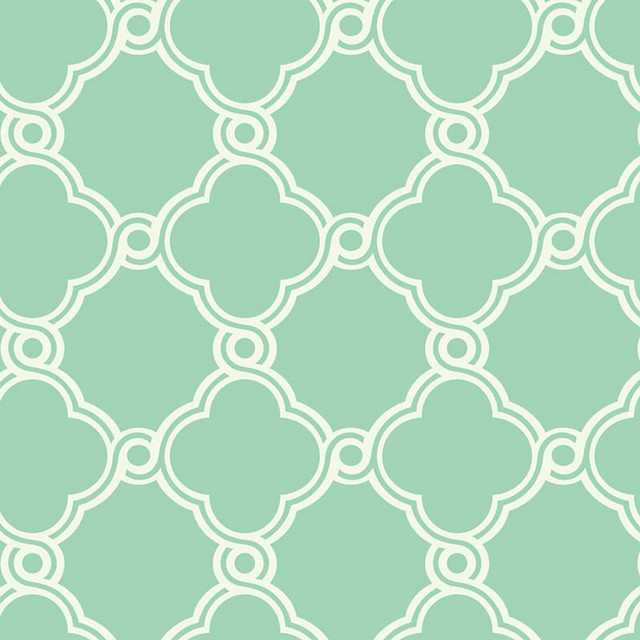 Trellis Wallpaper Mint Green White Double Roll Traditional