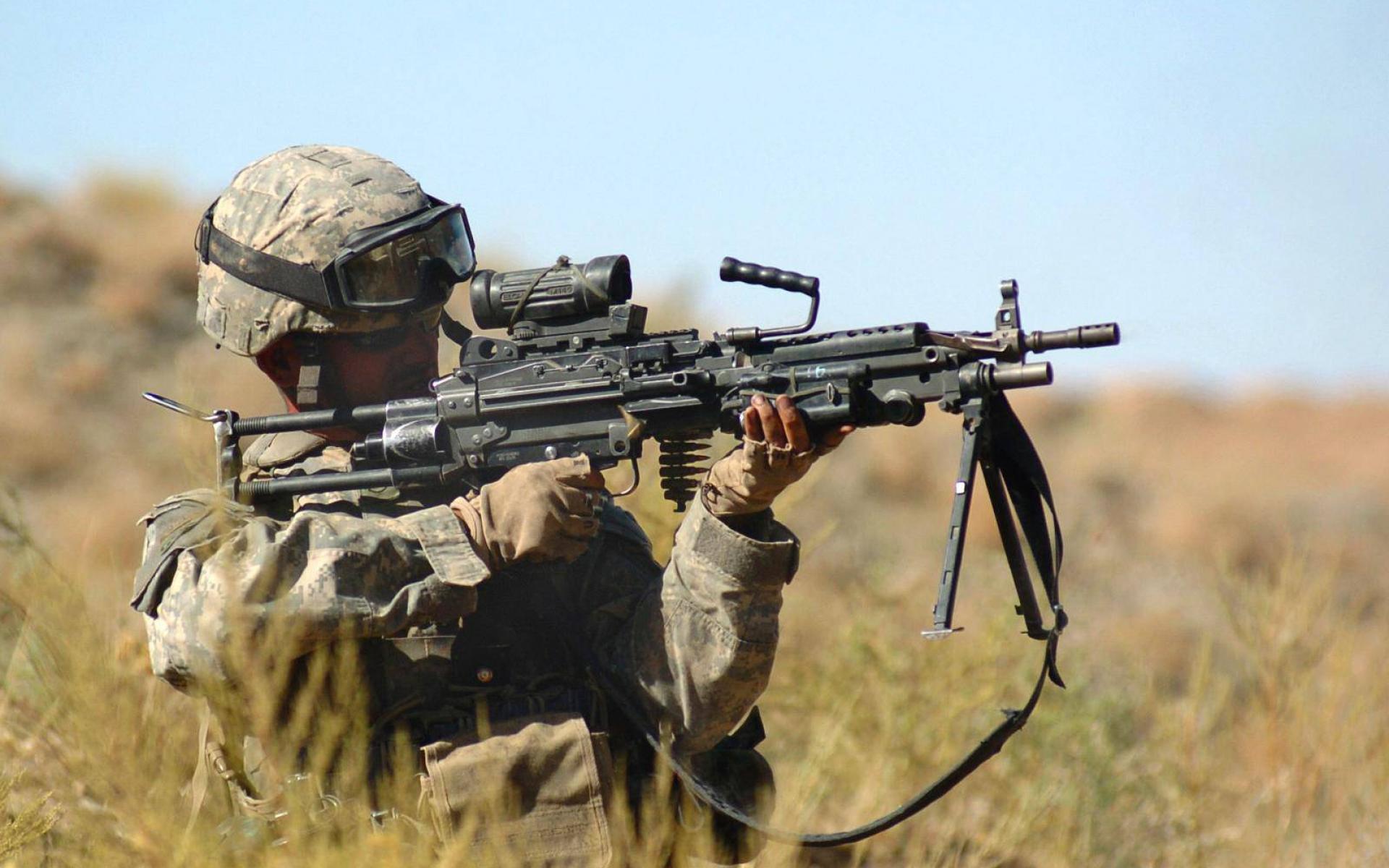 M249 SAW machine weapon gun military soldier f wallpaper 1920x1200