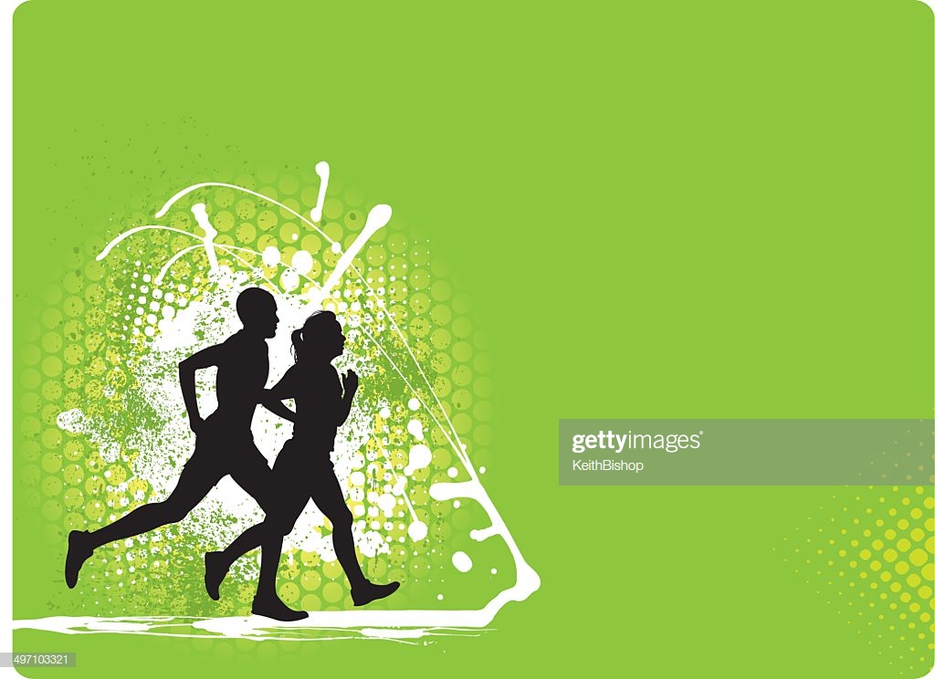 Interracial Couple Jogging Background Fitness Graphic High Res