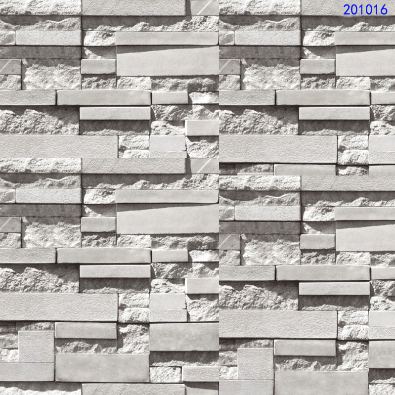 Dark Grey White Brick Stone Pattern Vinyl Wallpaper Roll