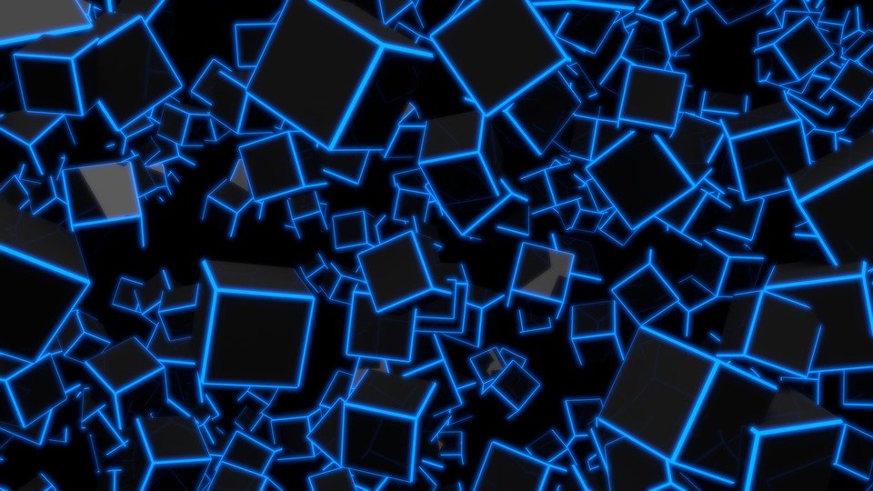 Wallpaper Background Image Abstract Blue Cube Black And Blue