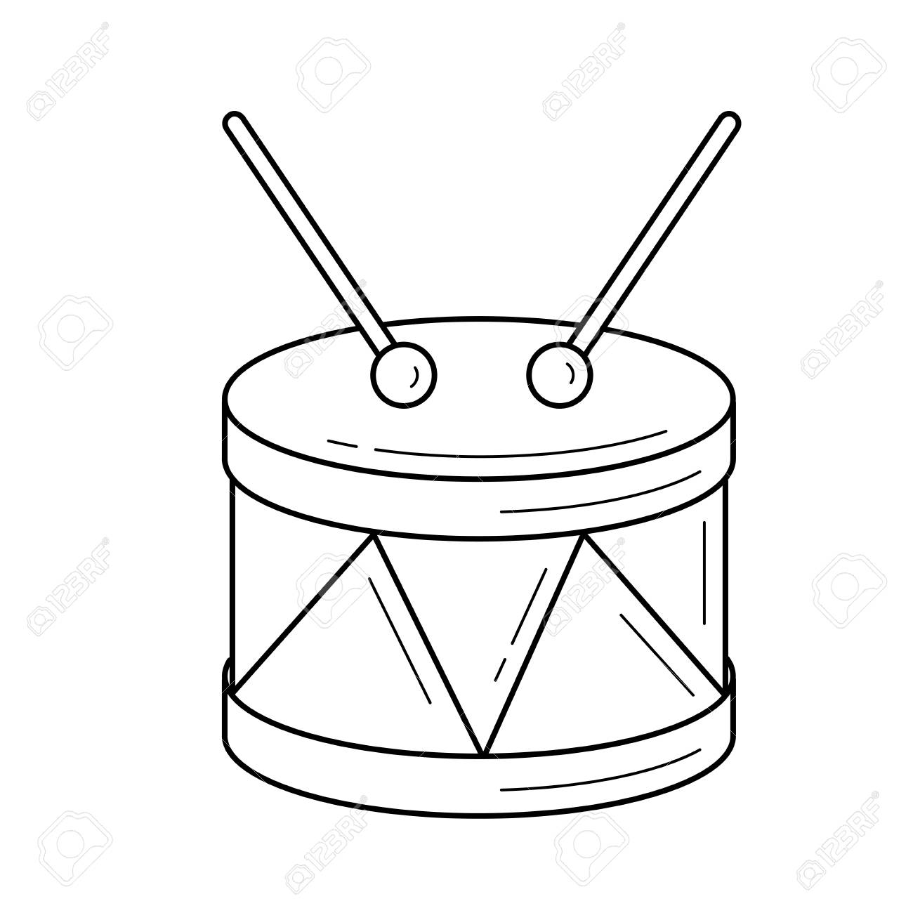 Snare Drum Vector Line Icon Isolated On White Background
