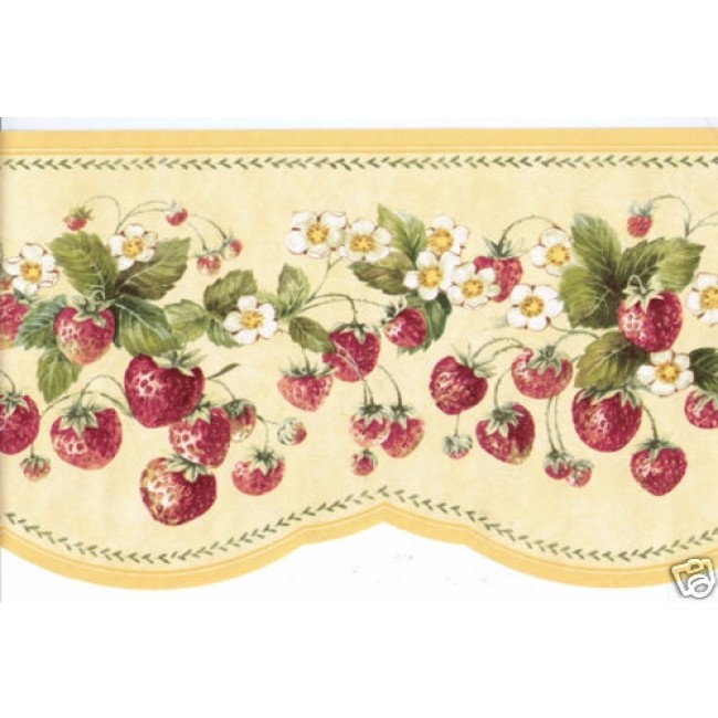 Red Strawberry On Yellow Laser Cut Wall Border All Walls Wallpaper