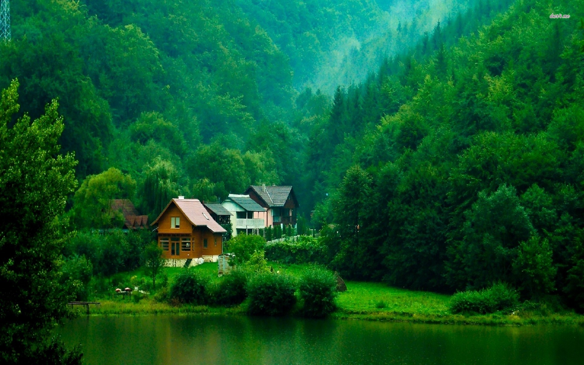 Cabins On The Lakeside Transylvania Wallpaper HD