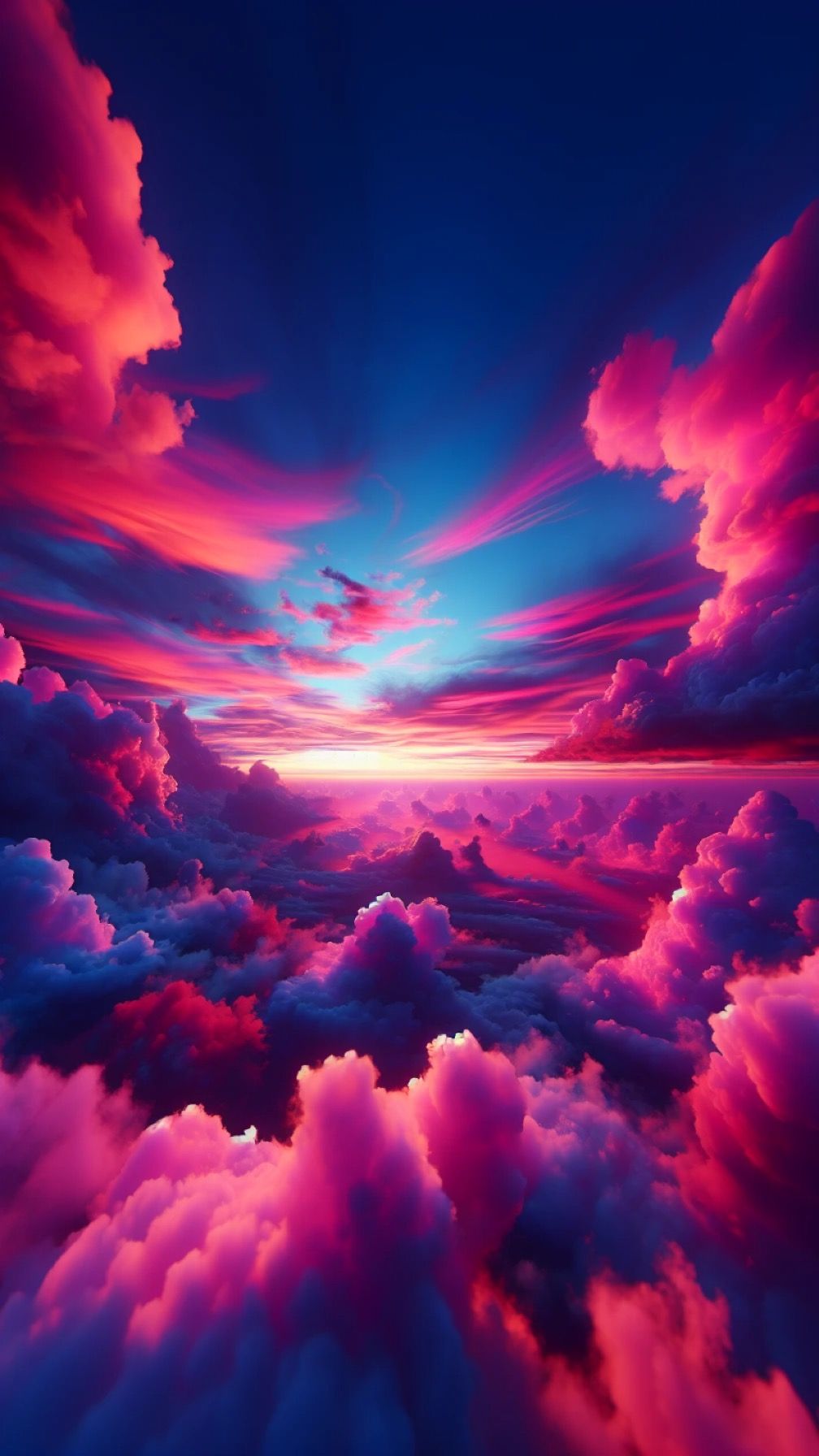 Dreamy Pink And Blue Clouds Wallpaper
