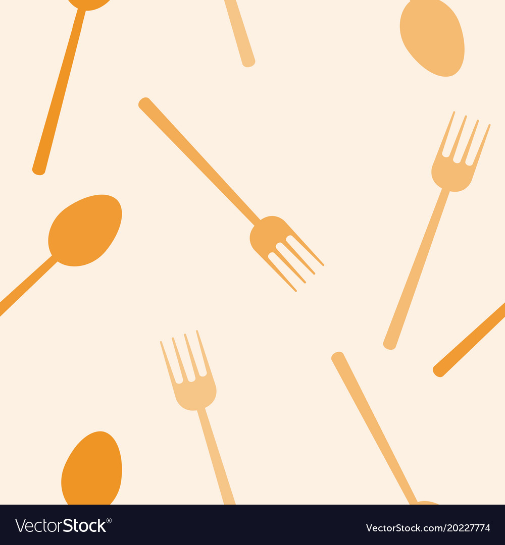 Seamless Pattern Of Spoon And Fork Background Vector Image
