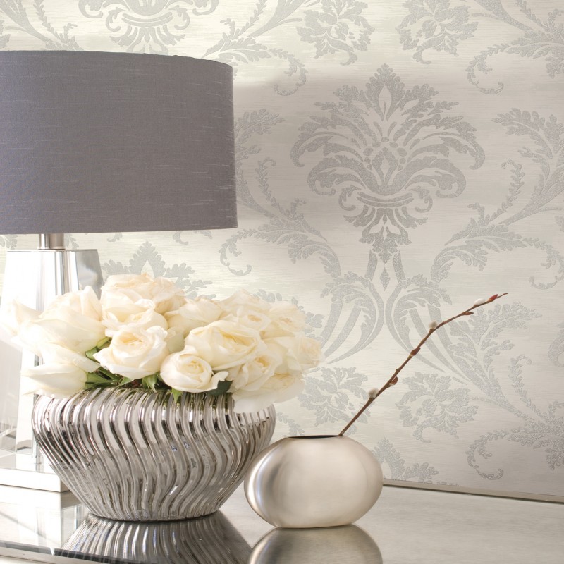 Home Monaco Large French Style Damask   Charcoal