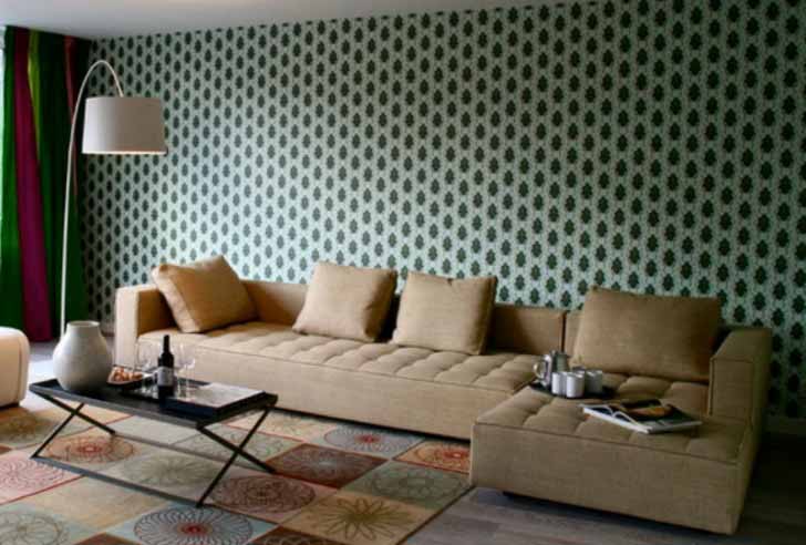 Contoh Wallpaper Dinding Minimalis Small Stylish Living Room
