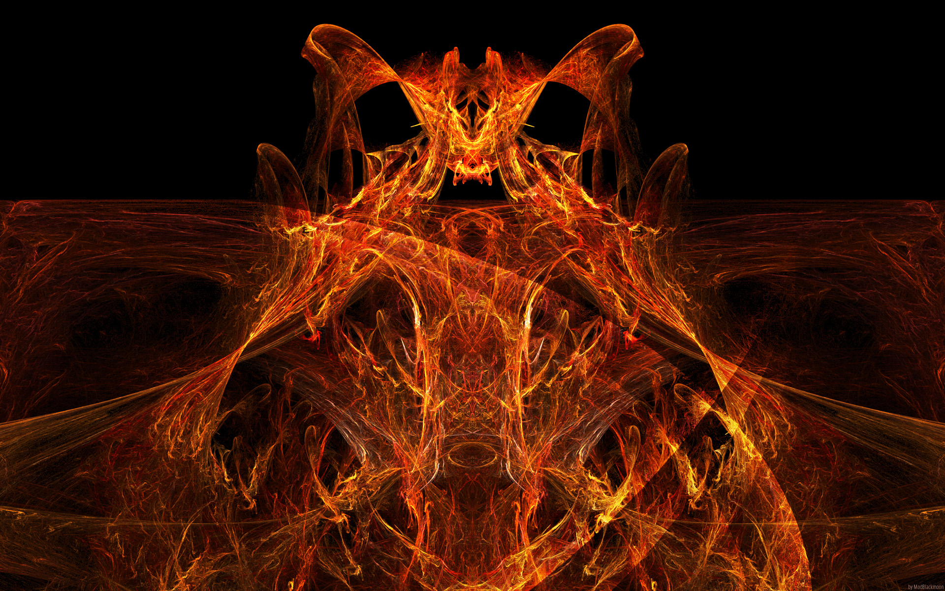 Abstract Demon Lord Fractal Red Infernal Flames Wallpaper