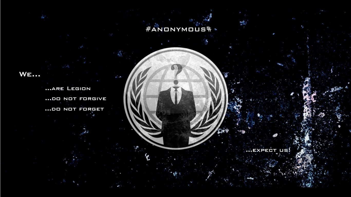 Download Anonymous Slogan Wallpaper in 1366x768 Resolution