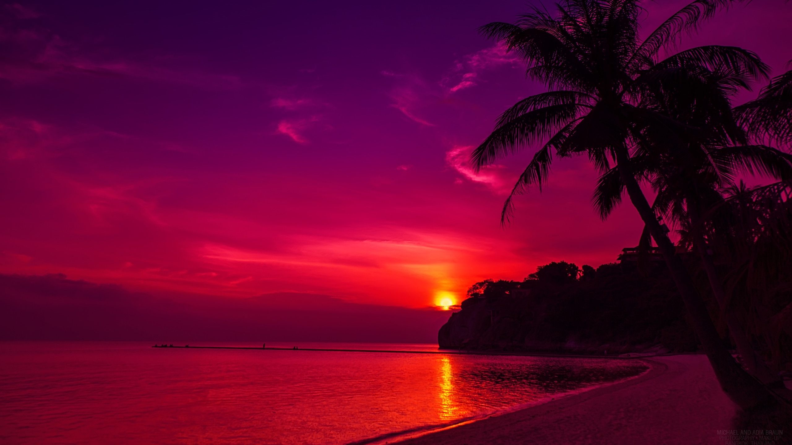 Pink Beach Sunset Wallpaper