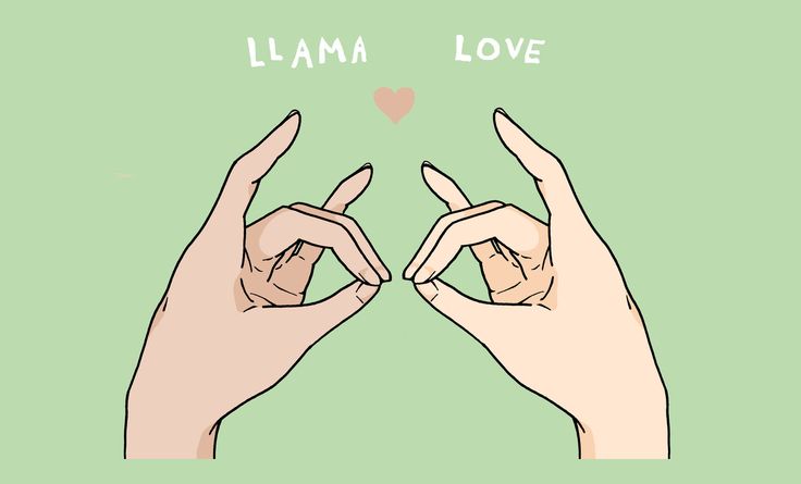 Llama Love Sign Language Art