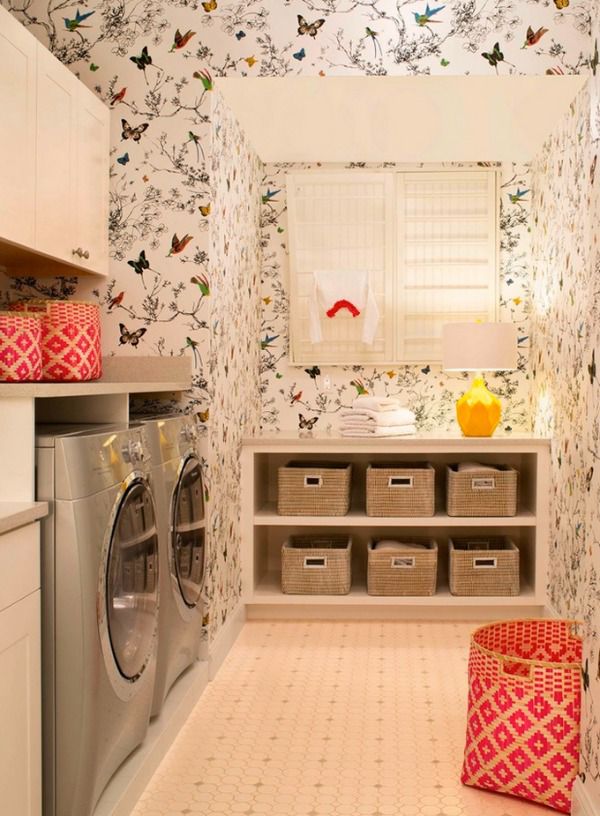 Ways To Get This Look Wallpapered Laundry Room