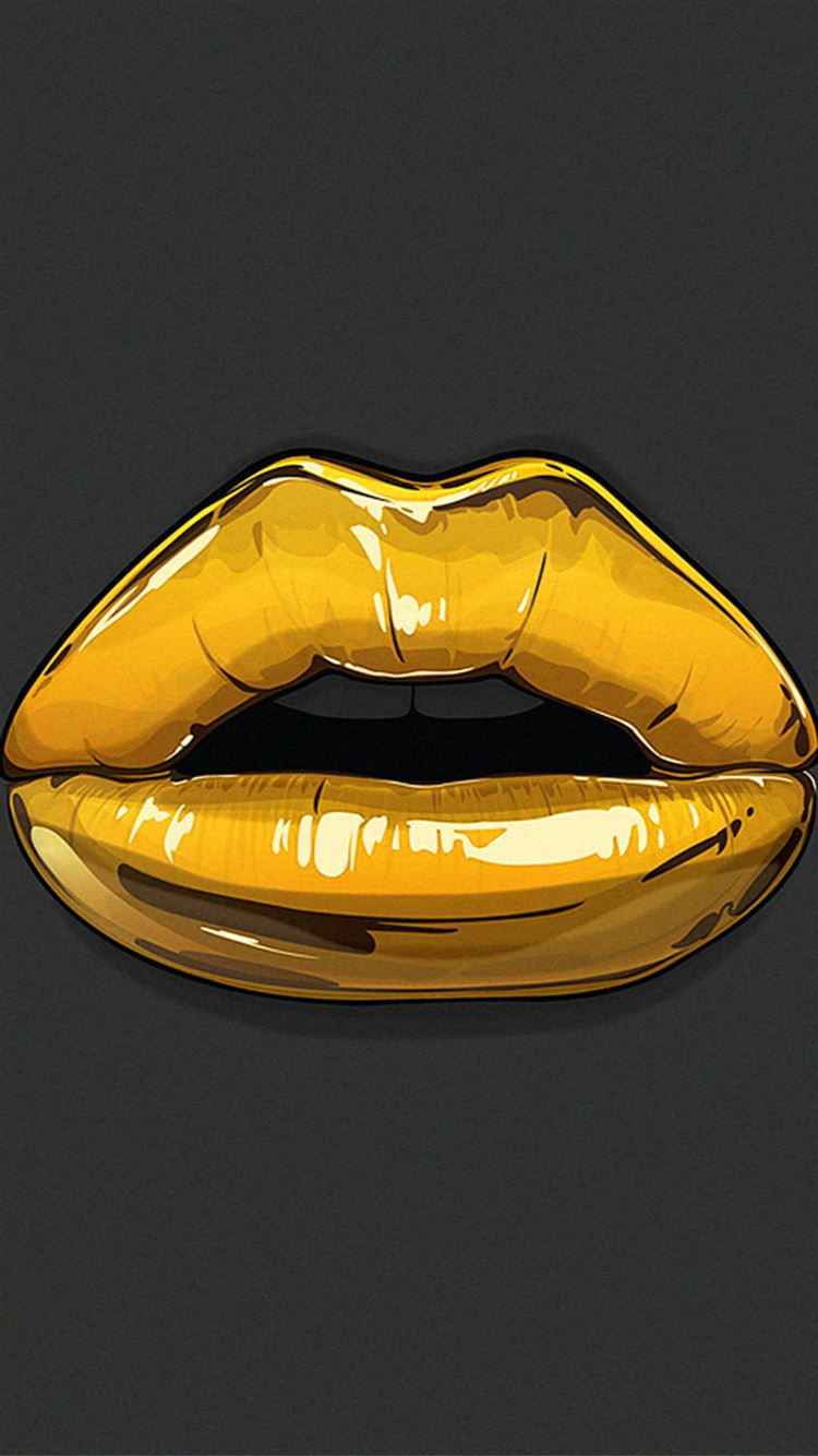 Golden Lips Bling Illustration iPhone Wallpaper