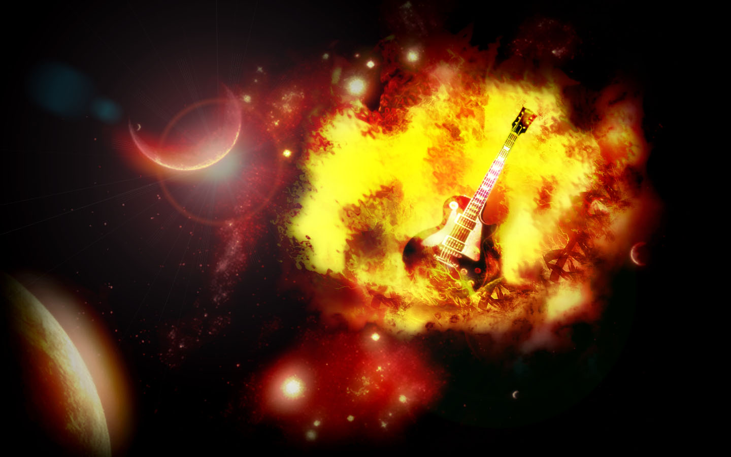 Music Flaming Guitar Wallpaper