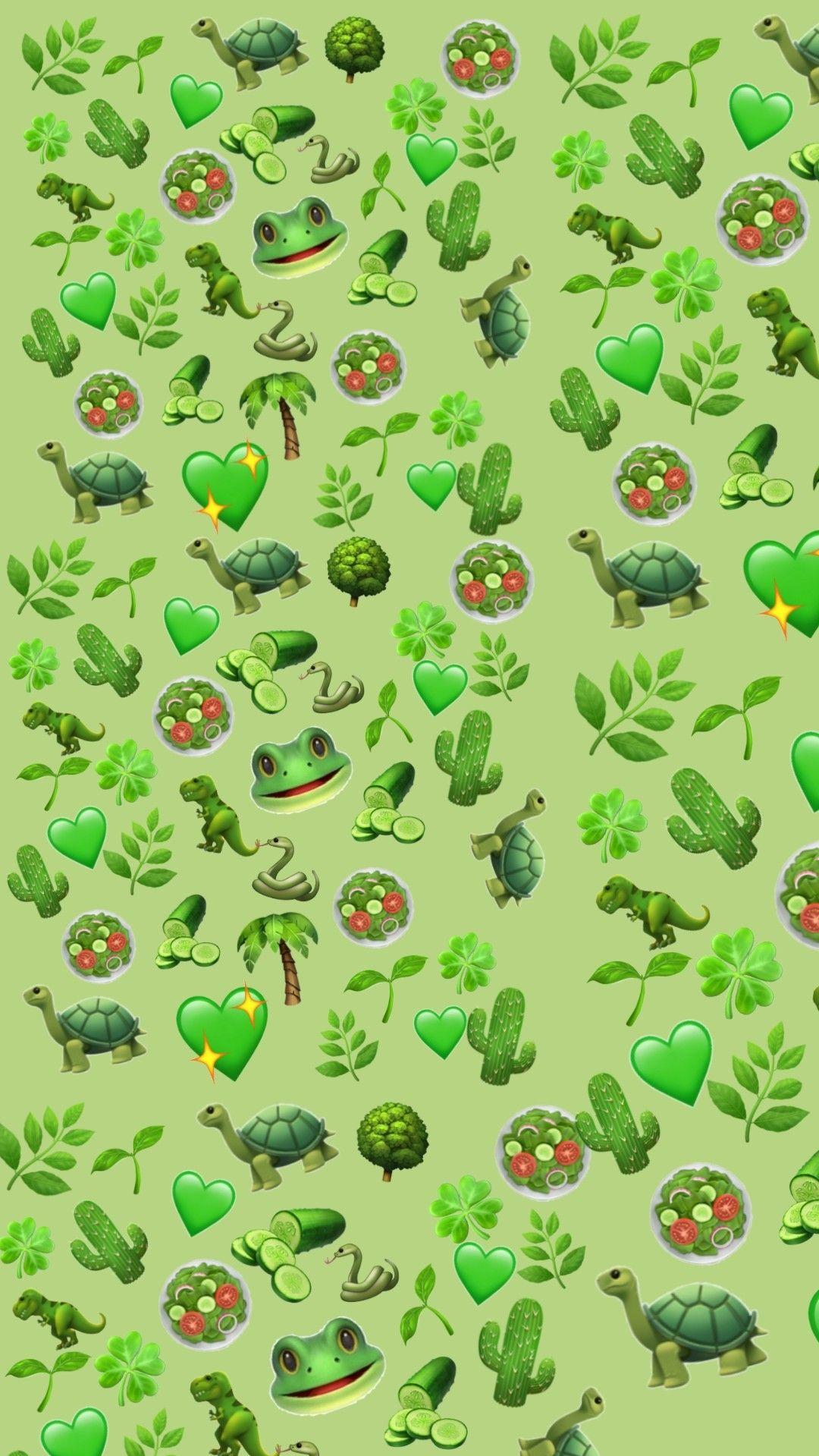 Wallpaper Green Aesthetic Pretty Cute Emoji