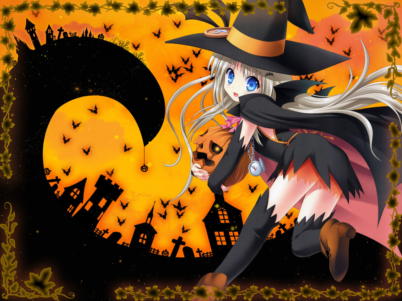 Wallpaper Girl Anime Halloween Wizard  Wallpaperforu