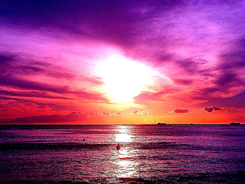 Purple Ocean Sunset HD Wallpaper Background Images