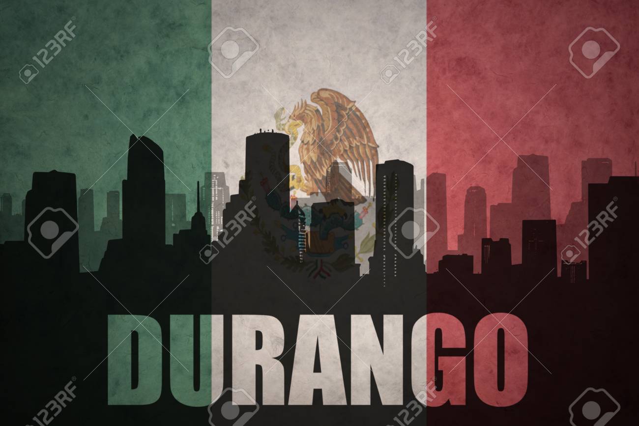 Abstract Silhouette Of The City With Text Durango At Vintage