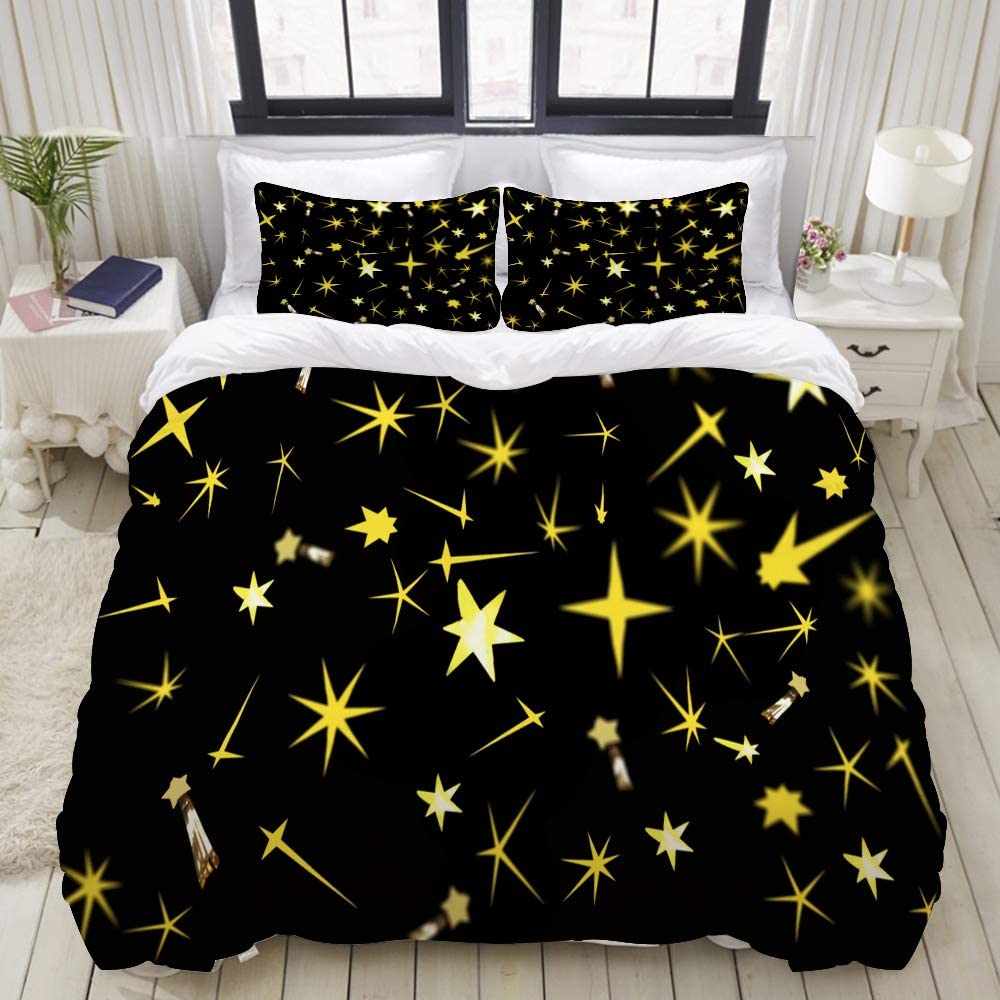 Amazon Migaga Duvet Cover Set Shining Stars On Black