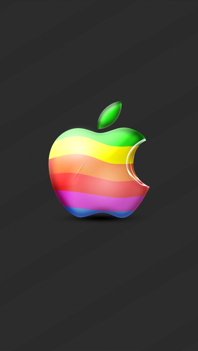iPhone Wallpaper Apple Darkgrey Rainbow
