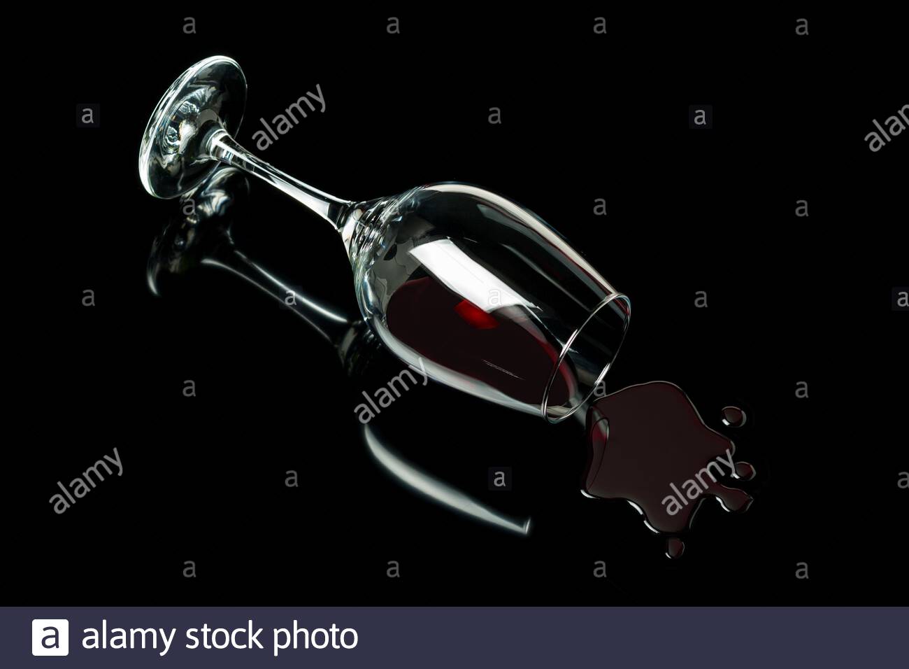 Free download Spilled wine glass on a black background with reflection