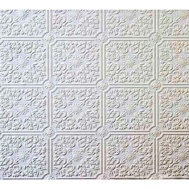 Small Ceiling Tile Raised White Textured Paintable Wallpaper