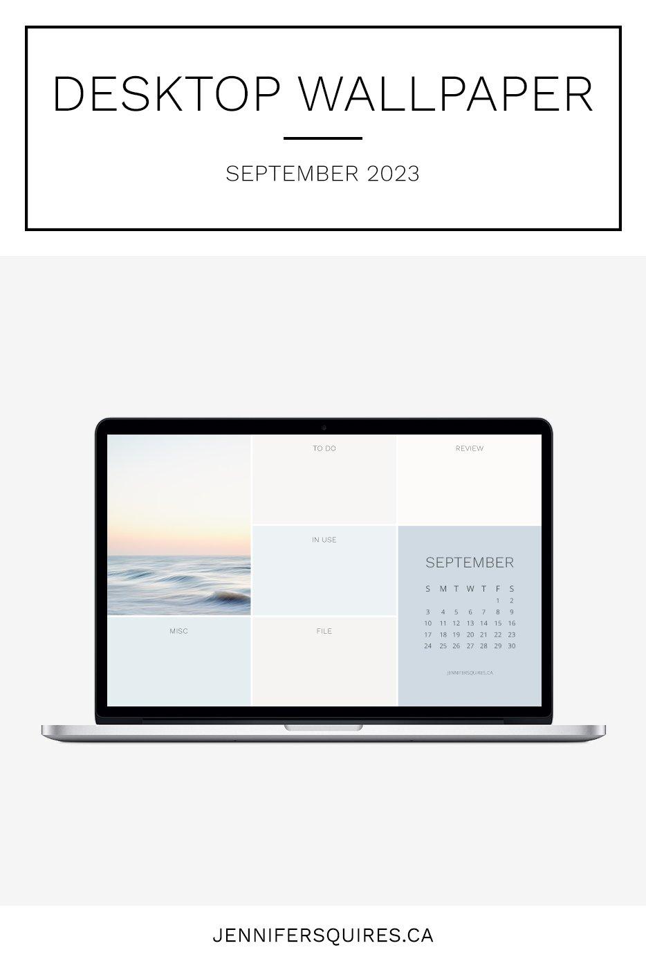 September Desktop Wallpaper Organizer Coastal Aesthetic
