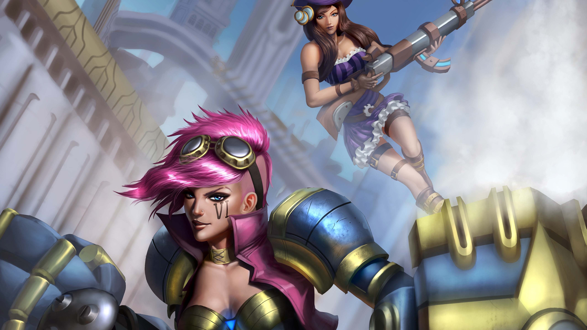 Caitlyn And Vi In League Of Legends Wallpaper