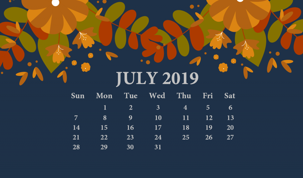 July Desktop Wallpaper With Calendar All Over In