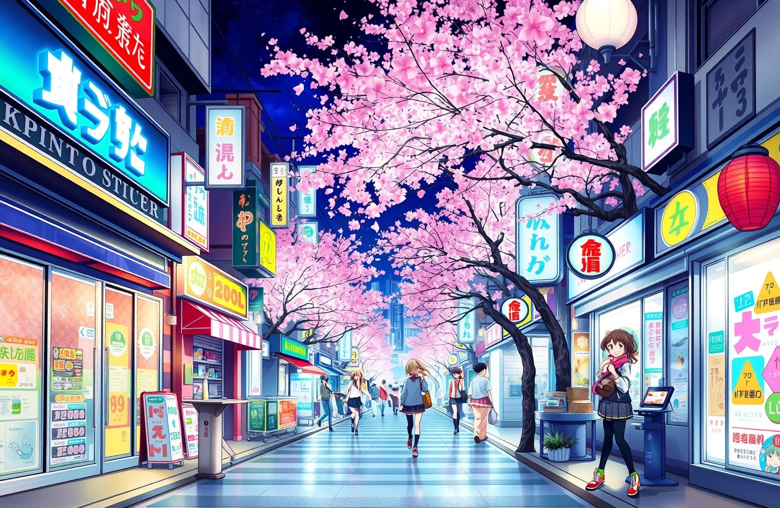 Japanese Anime Street 1080p Wallpaper