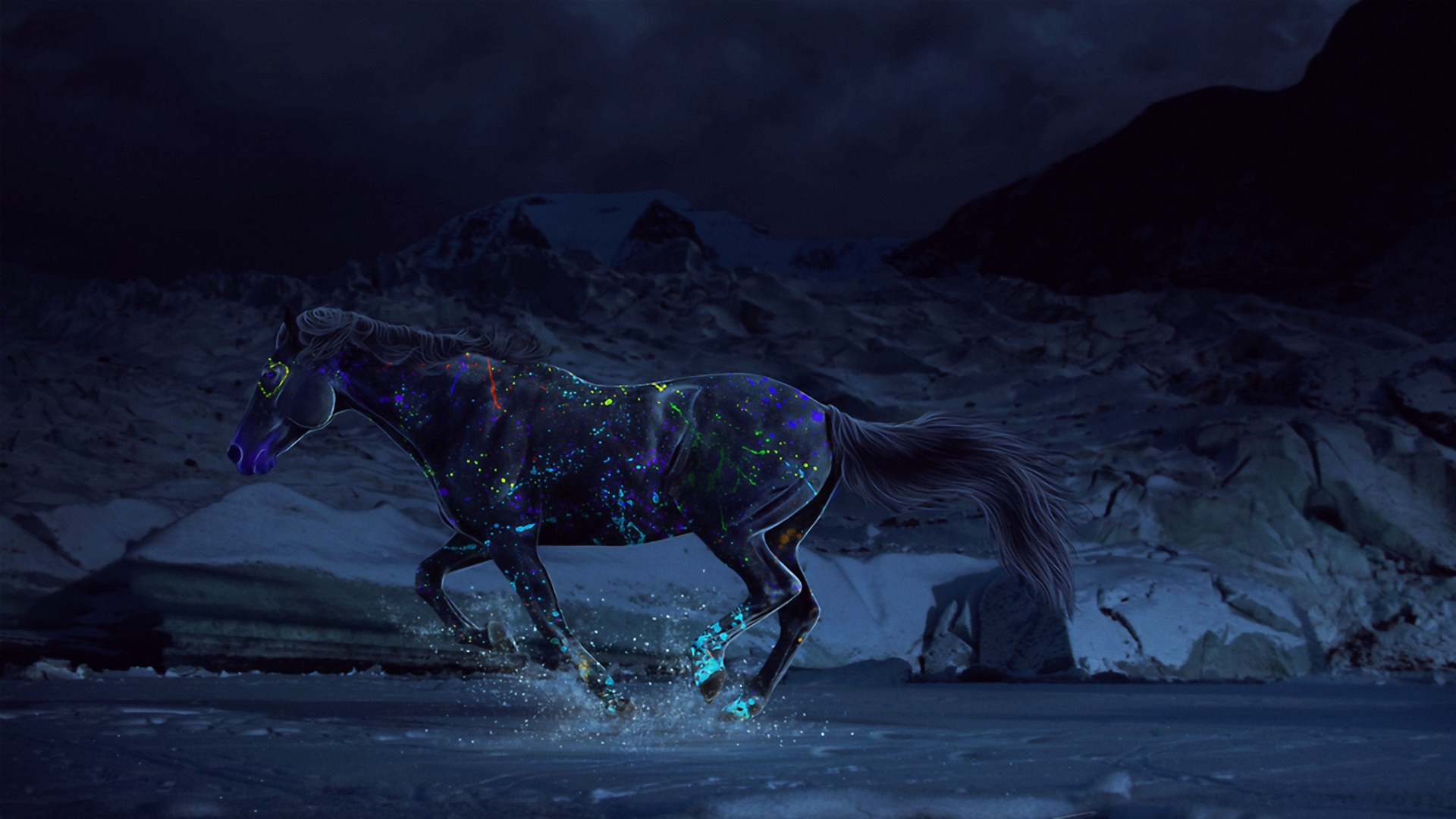 Wallpaper Horse Paints Water Gallop
