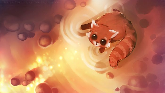 Painting by Apofiss   Adorable Baby Red Panda Drawing Wallpaper 19