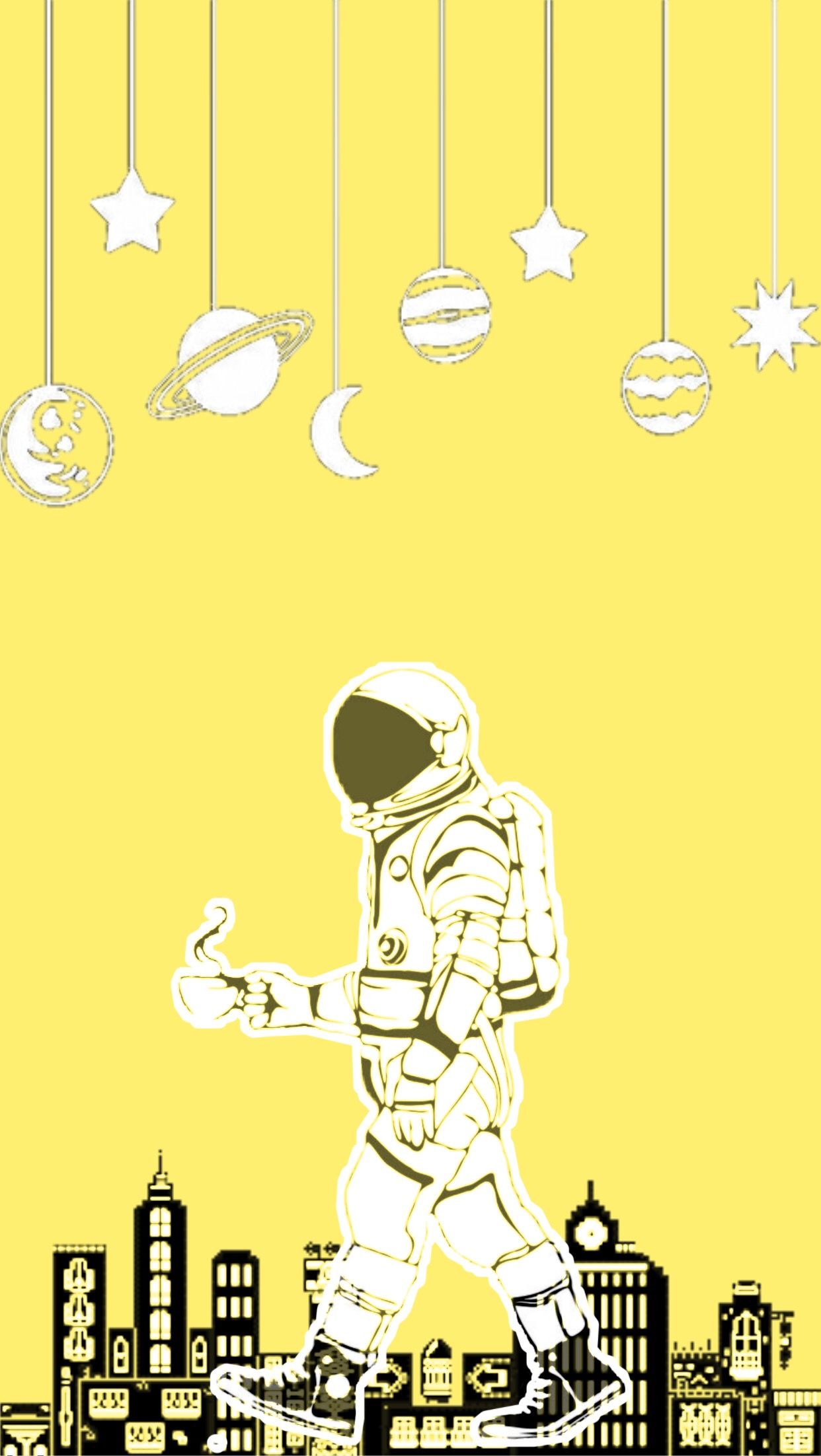 Yellow Lockscreen Wallpaper Background Astronaut Space City