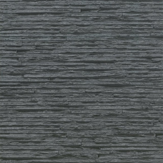 Brix Slate Brick Effect Wallpaper Gray Black Eclectic