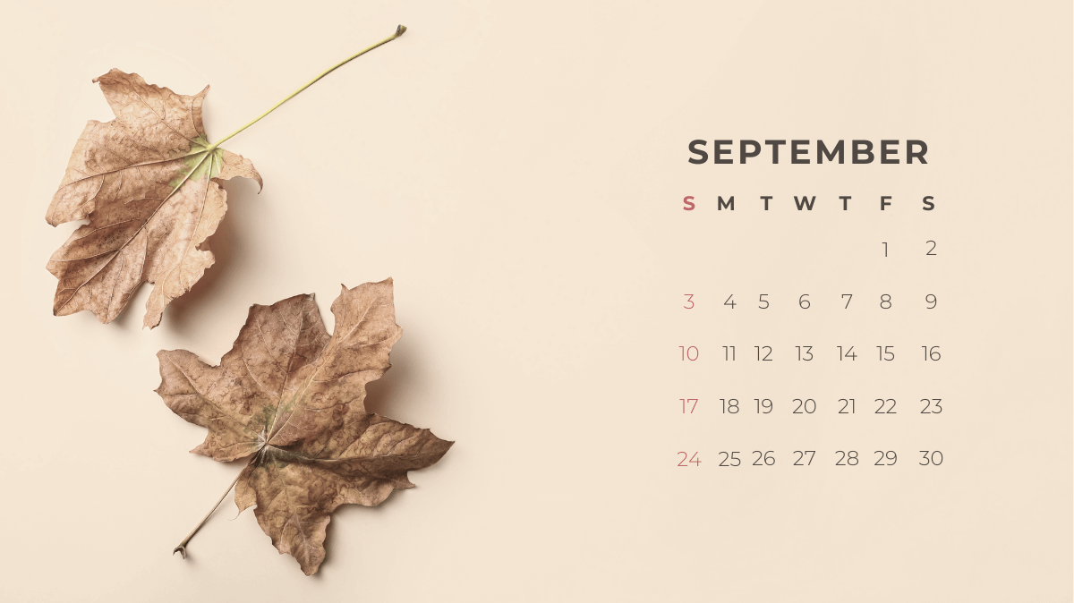 September Desktop Background Calendar Wallpaper In