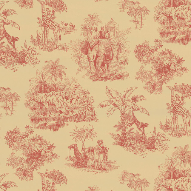 Brewster Red Safari Toile Wallpaper   Contemporary   Wallpaper   by
