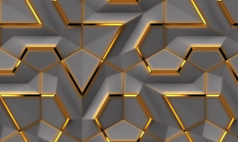 Amazon 3d Gold Geometric Shapes Wallpaper Grey Background